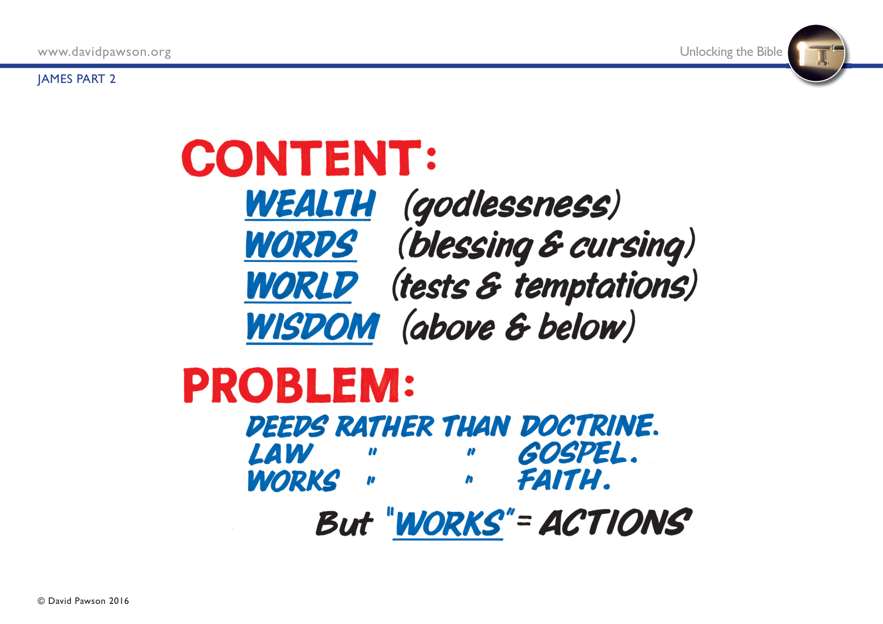 Unlocking the Bible chart, James Part 2: content and problem